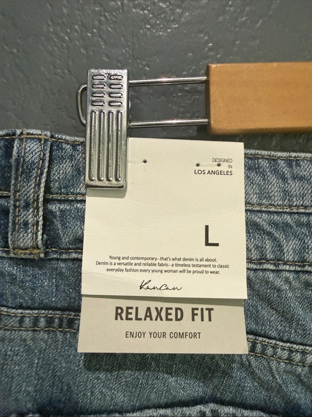 NWT KANCAN Denim Distressed Frayed Hem Blue Shorts Sz L - Picture 8 of 13